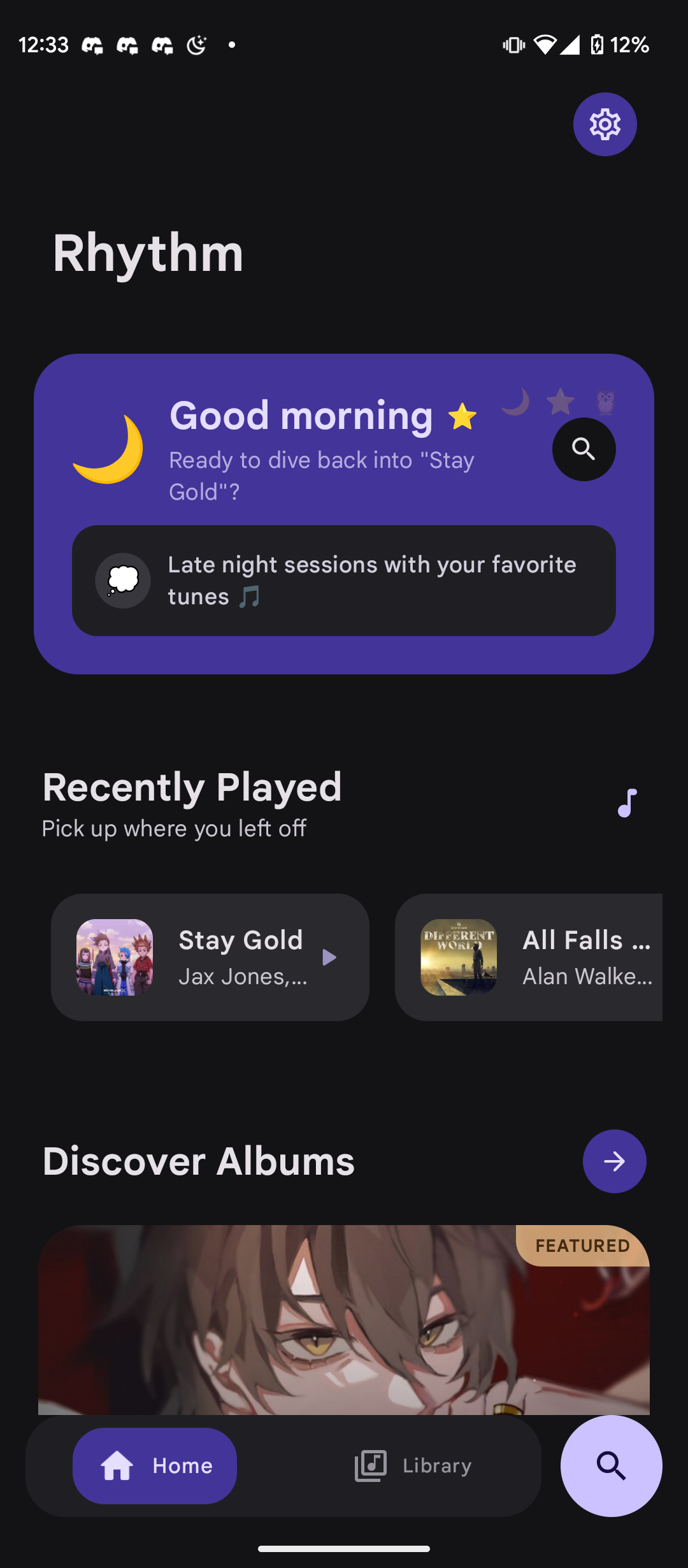 Rhythm Home Screen